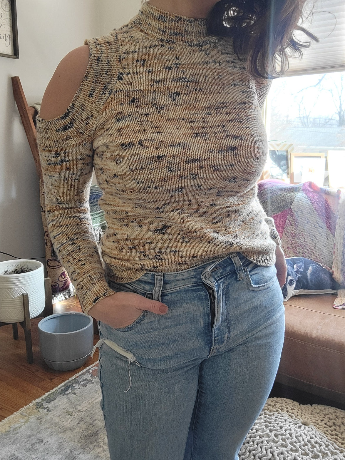 C St Cold Shoulder Sweater - Knitting Pattern